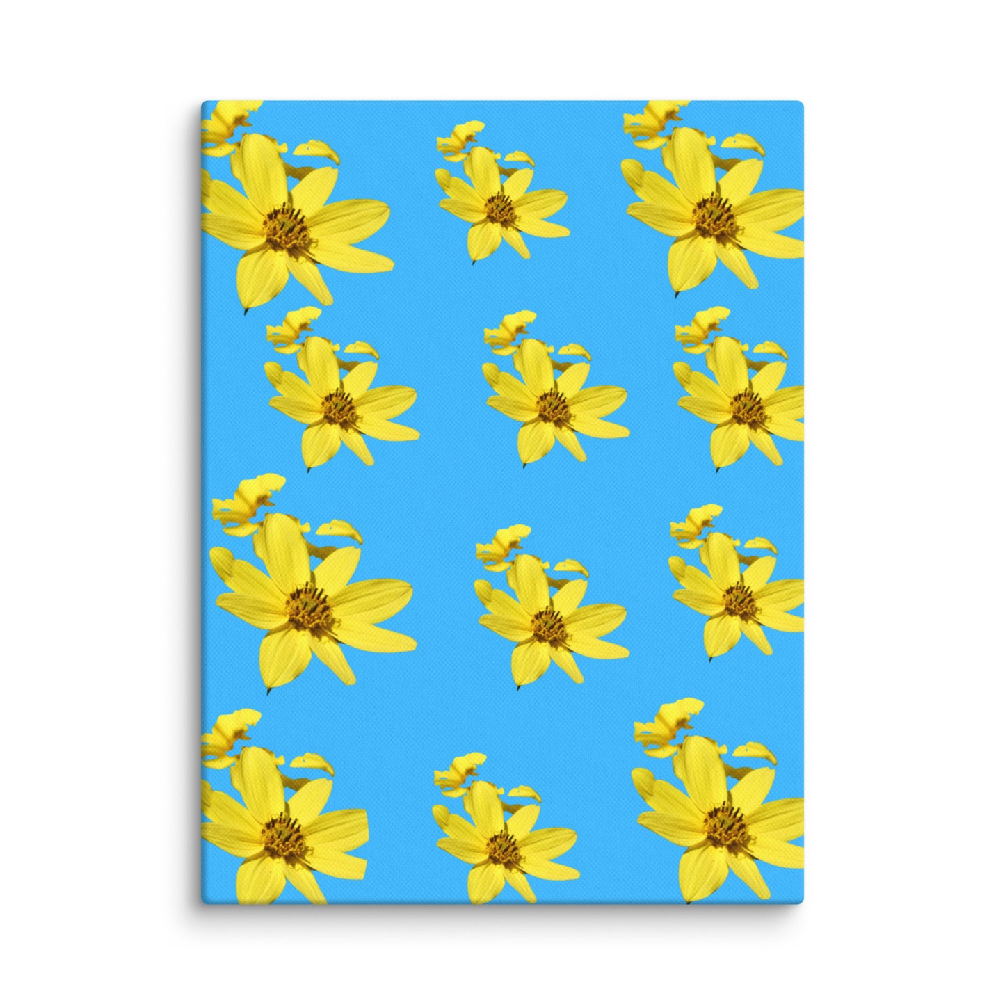 Canvas wrap with yellow flower pattern on a blue background