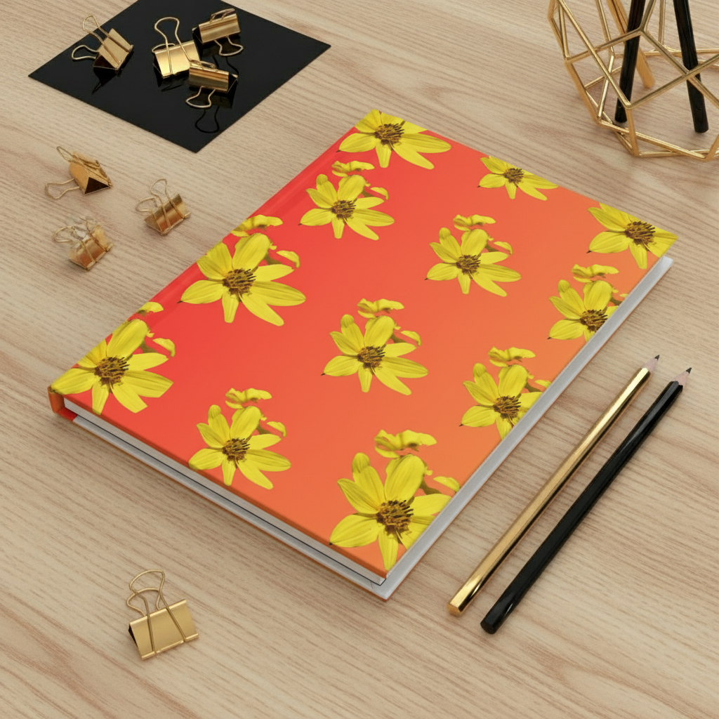 Sunflowers at Sunset Journal on Desk