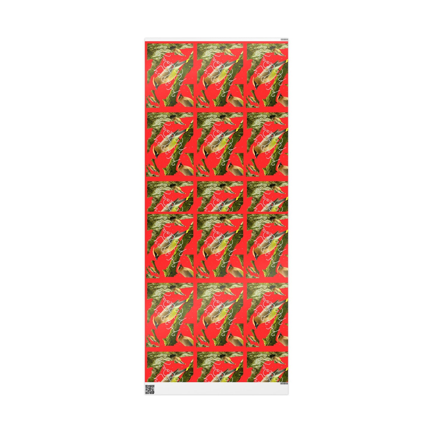 Christmas Cedar Waxwing  Wrapping Paper Roll — Festive Red Holiday Gift Wrap