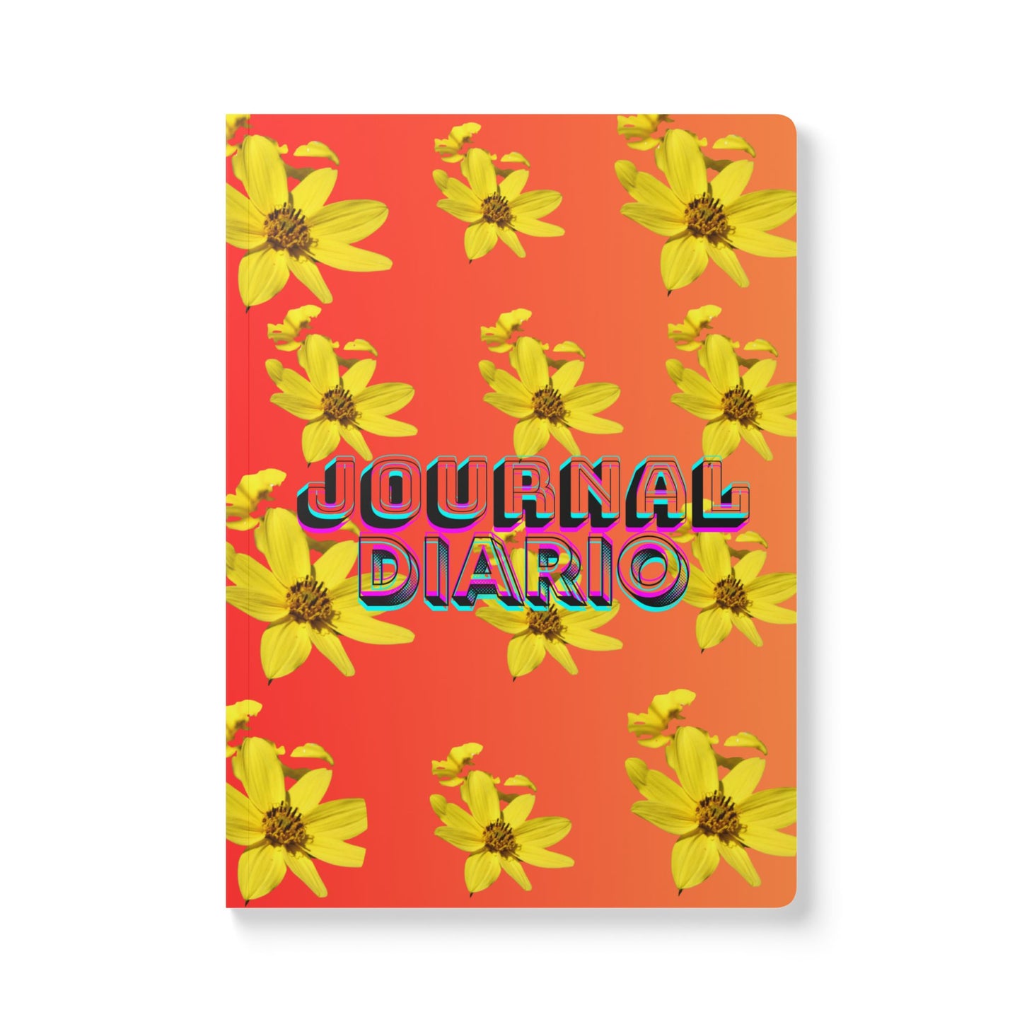 Floral 'Journal / Diario' Softcover Notebook — Bilingual Bright Yellow Flower Journal