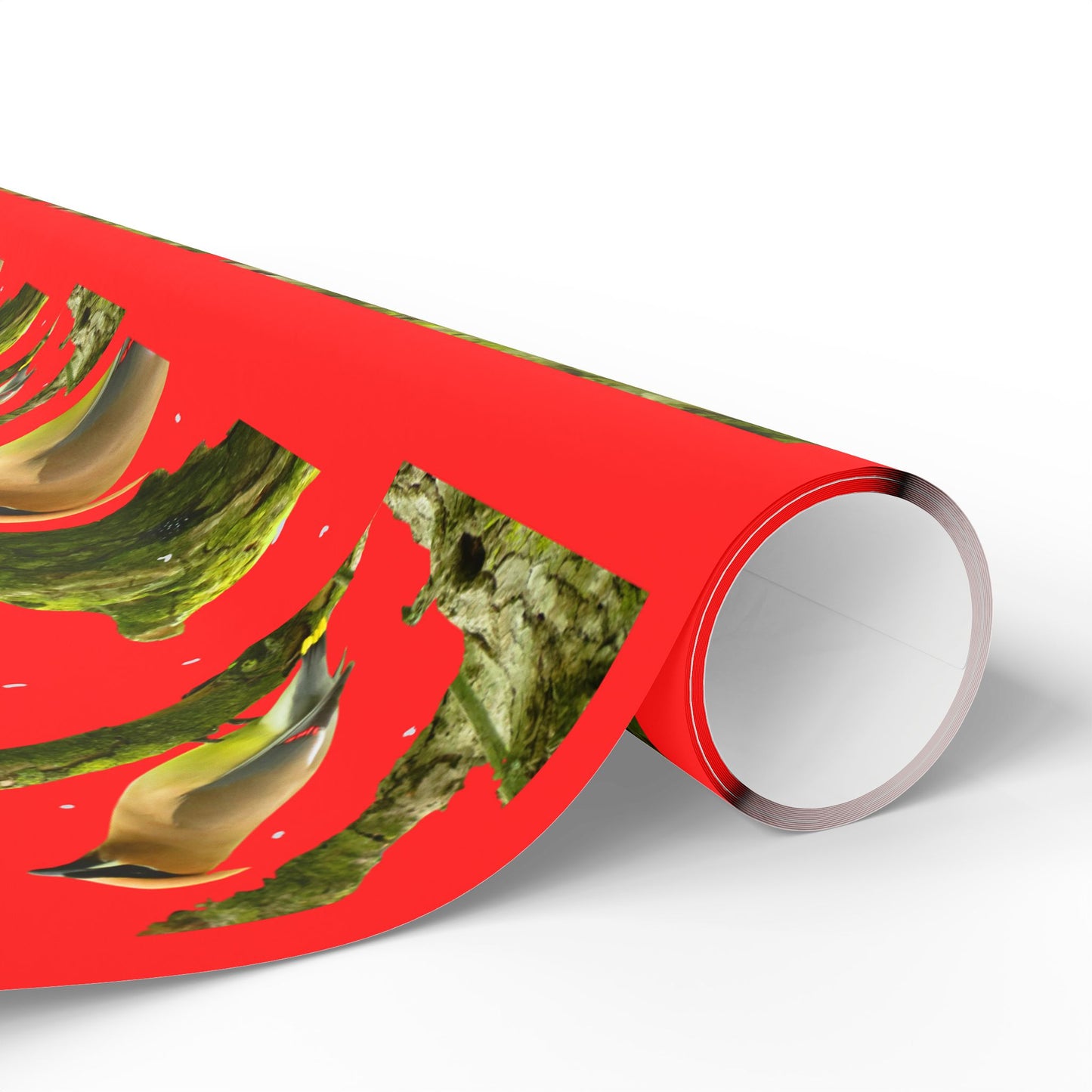 Christmas Cedar Waxwing  Wrapping Paper Roll — Festive Red Holiday Gift Wrap