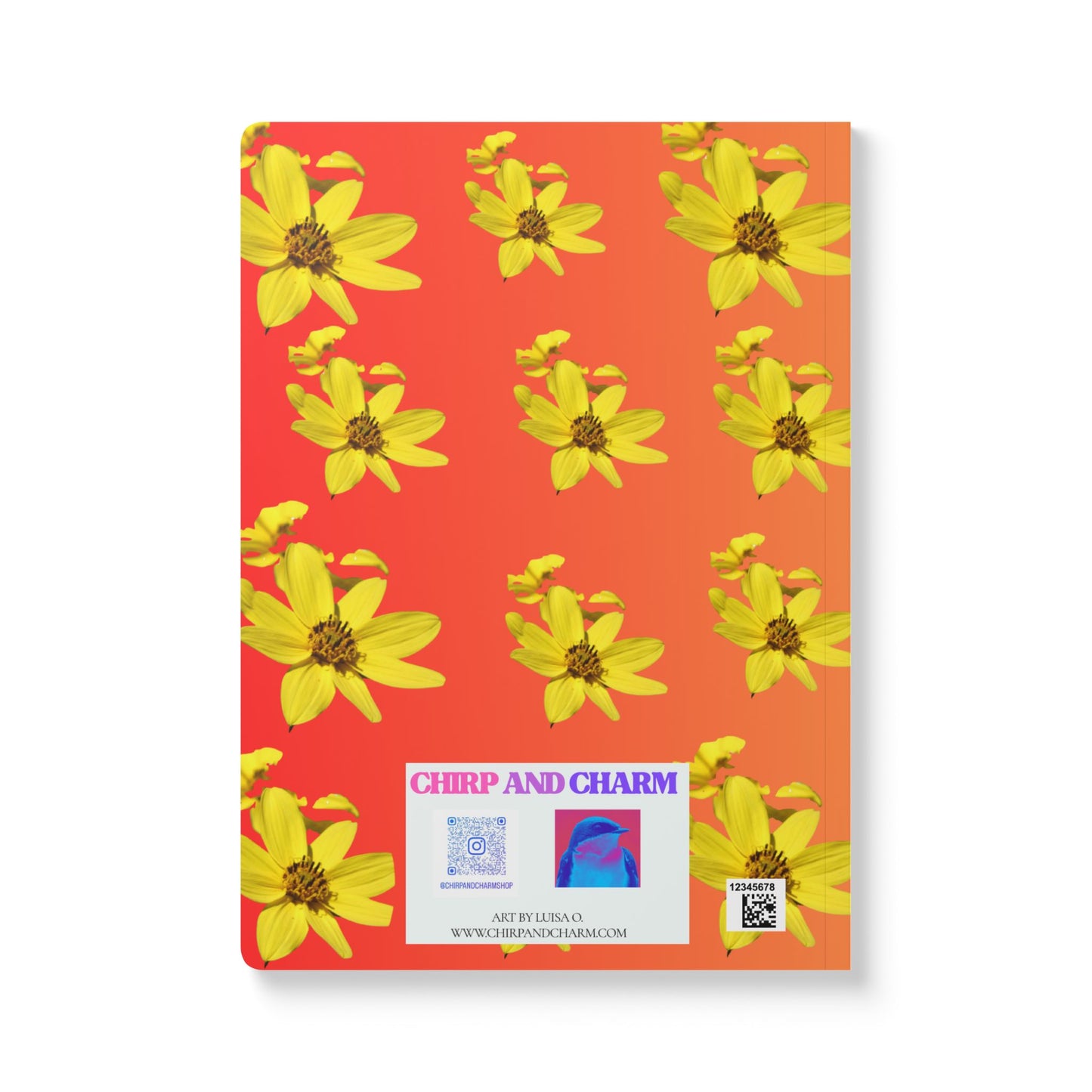Floral 'Journal / Diario' Softcover Notebook — Bilingual Bright Yellow Flower Journal