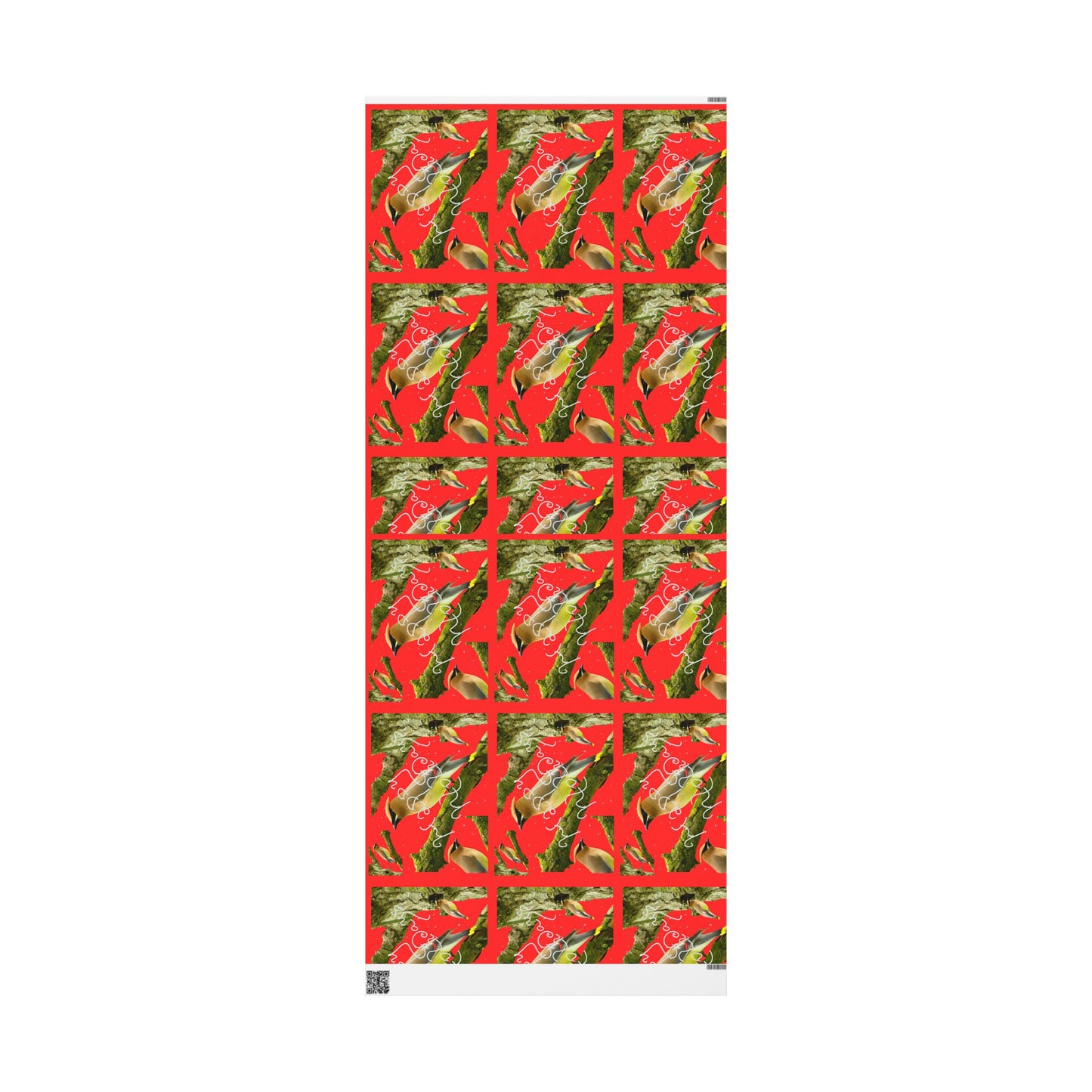 Christmas Cedar Waxwing  Wrapping Paper Roll — Festive Red Holiday Gift Wrap