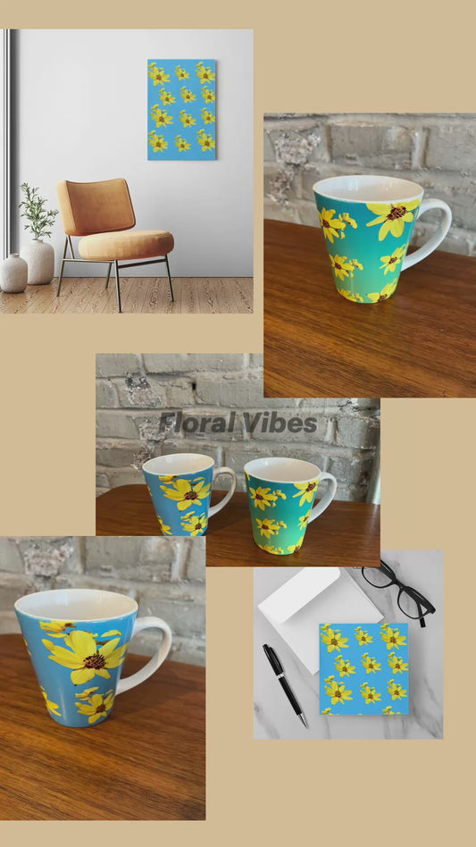 Sunflowers in the Field Ceramic Latte Mug